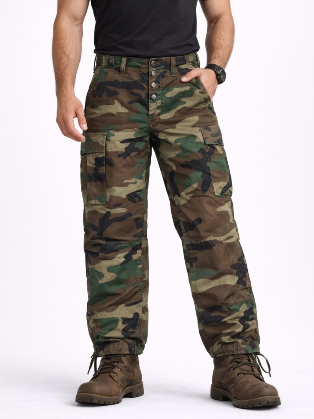 Men's Camo Cargo Pants - Green Camo